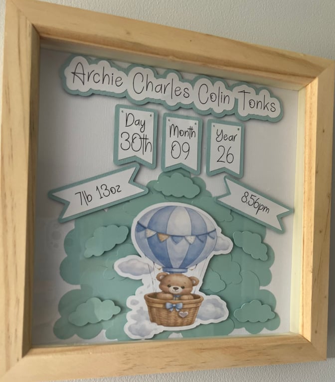 New Baby Shadow Box Frame. Boy or Girl