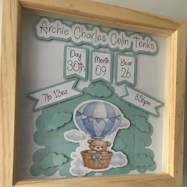 New Baby Shadow Box Frame. Boy or Girl