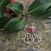 Silver and Copper Pear and Leaf Stud Dangle  Earrings