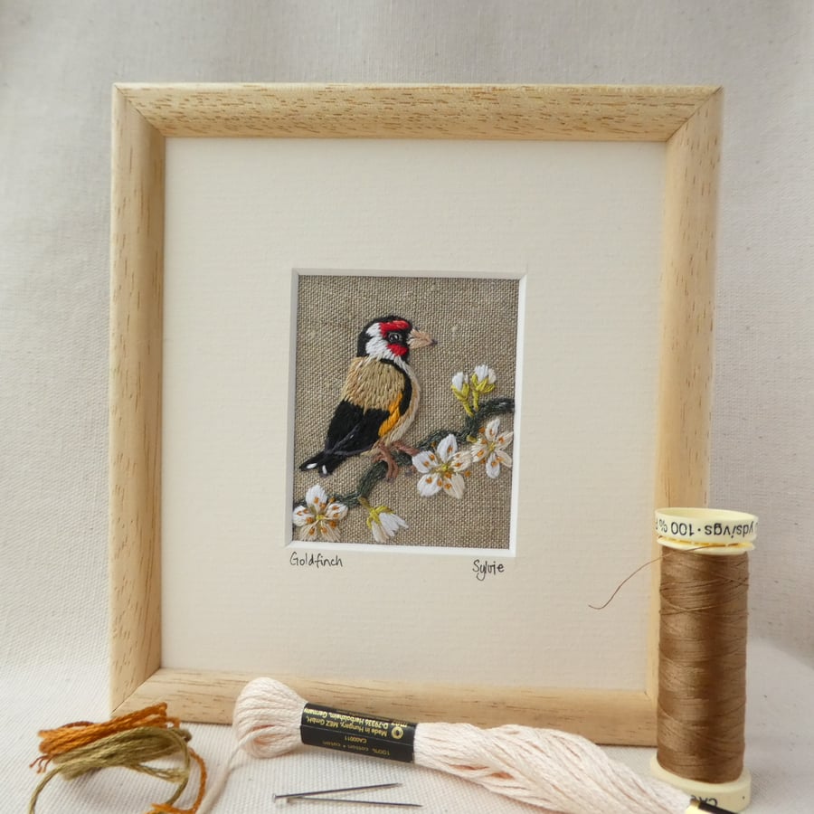 Goldfinch - hand-stitched picture