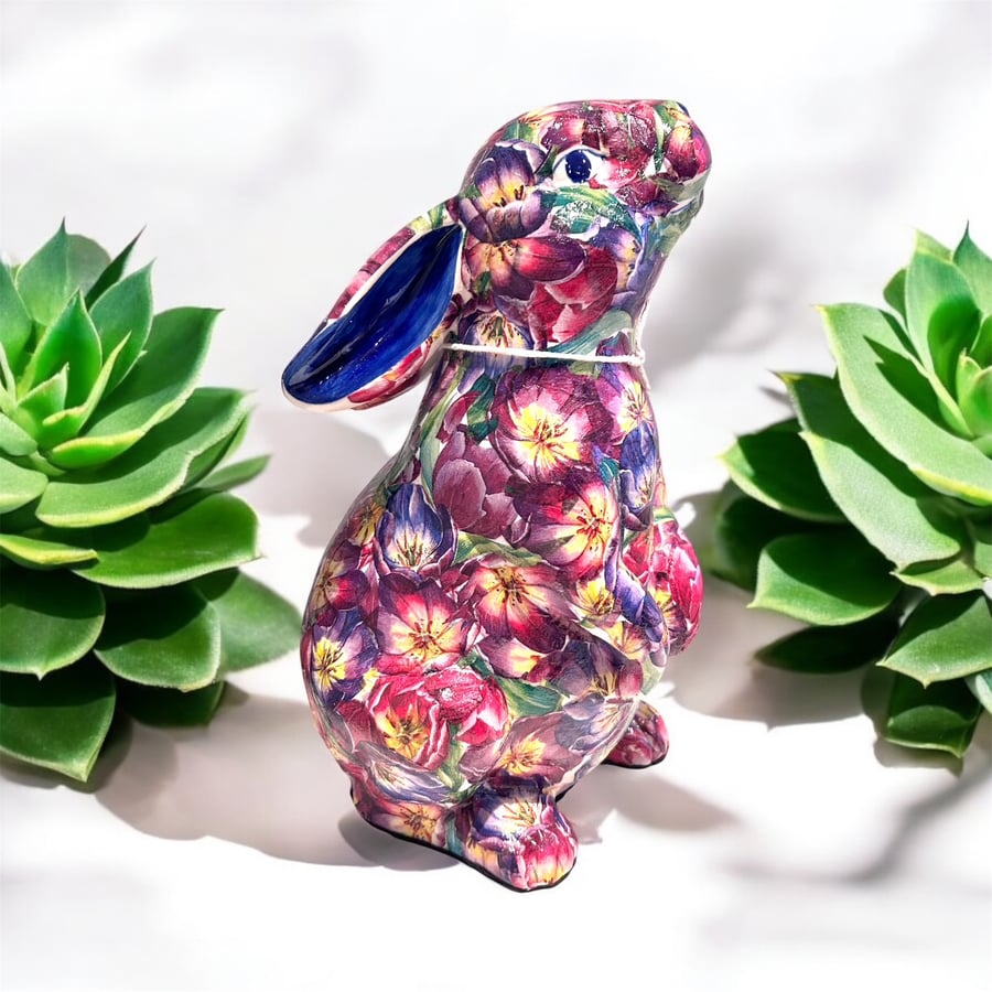Rabbit ornament hand decorated figurine easter bunny gift