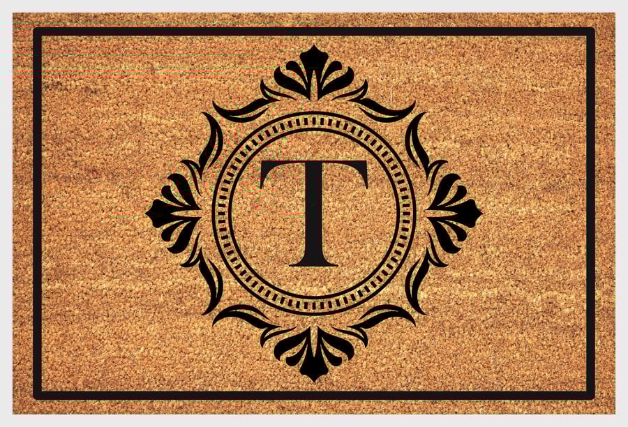 T Letter Door Mat - Monogram Letter T Welcome Mat - 3 Sizes