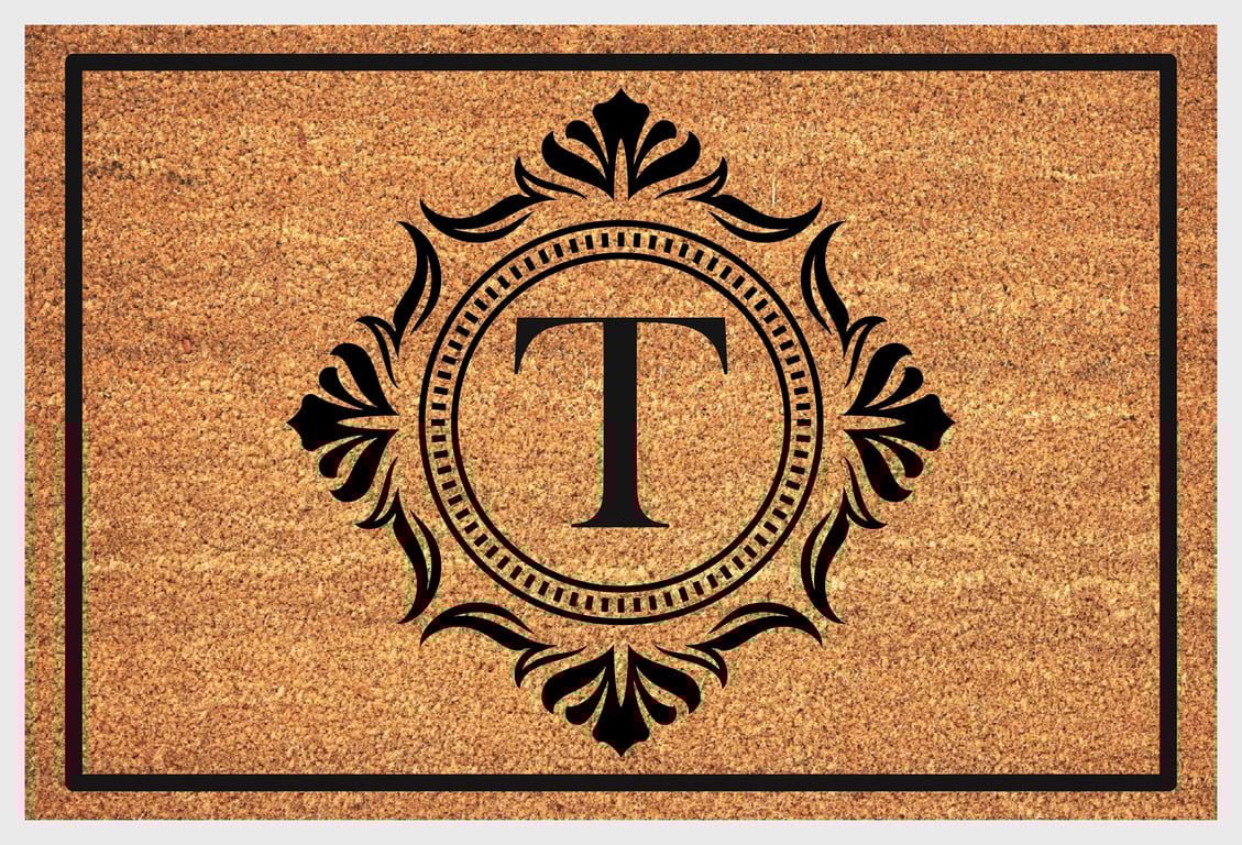 T Letter Door Mat - Monogram Letter T Welcome Mat - 3 Sizes