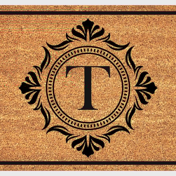 T Letter Door Mat - Monogram Letter T Welcome Mat - 3 Sizes