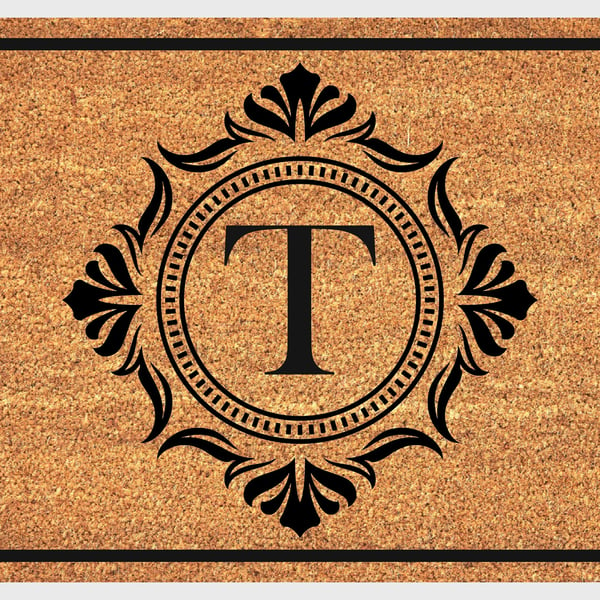 T Letter Door Mat - Monogram Letter T Welcome Mat - 3 Sizes