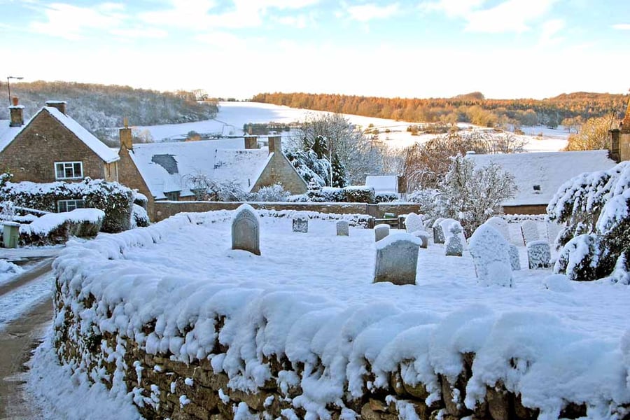 Snowshill In The Snow Cotswolds Gloucestershire Photograph Print