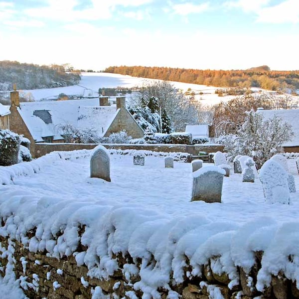 Snowshill In The Snow Cotswolds Gloucestershire Photograph Print