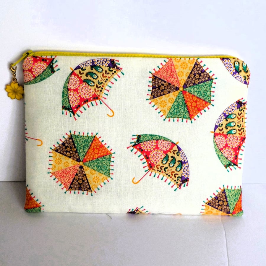 Cotton Fabric Zipper Pouch Fully Lined, Make Up... - Folksy