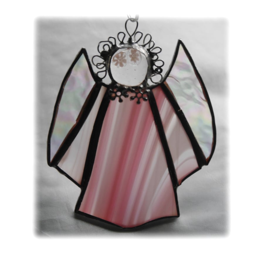Angel Suncatcher Stained Glass pink Christmas 007