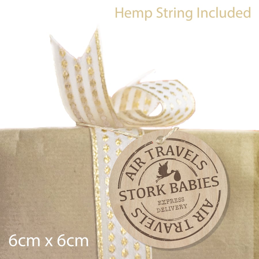 Stork Express Delivery Gift Tag Baby Shower New Born Baby Funny Present Label 