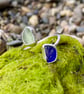 Blue & Pale Aqua Sea Glass and Sterling Silver Spiral Adjustable Ring - 1337
