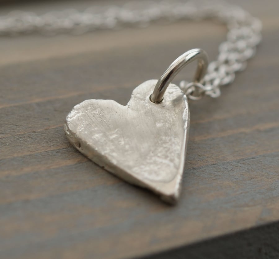 Fine Silver Heart Pendant - gift for her