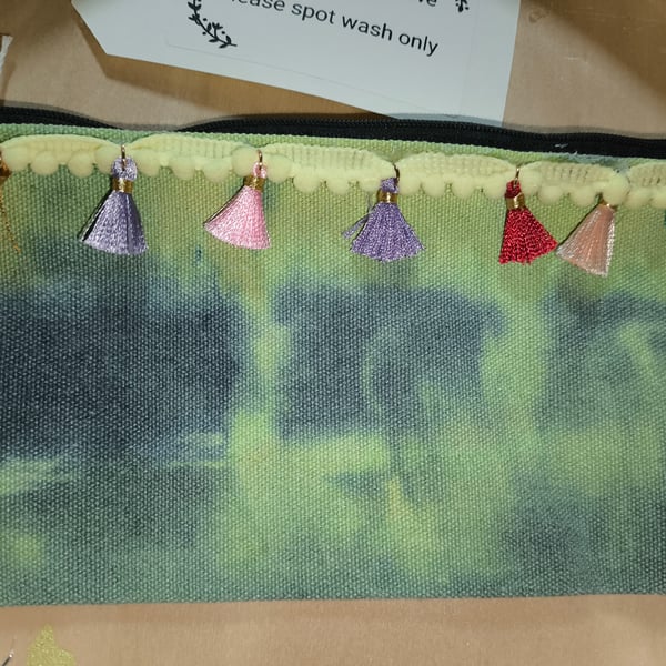 Small yellow and green zipper pouch 