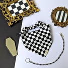 Checkered Dog Bandana with Elastic Collar, Black & White Elastic Dog Bandana