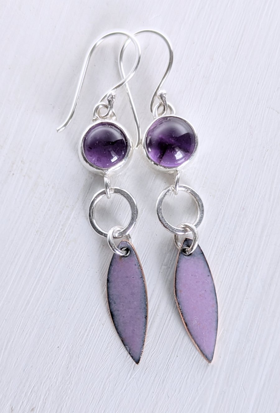 Amethyst and Enamel dangle earrings