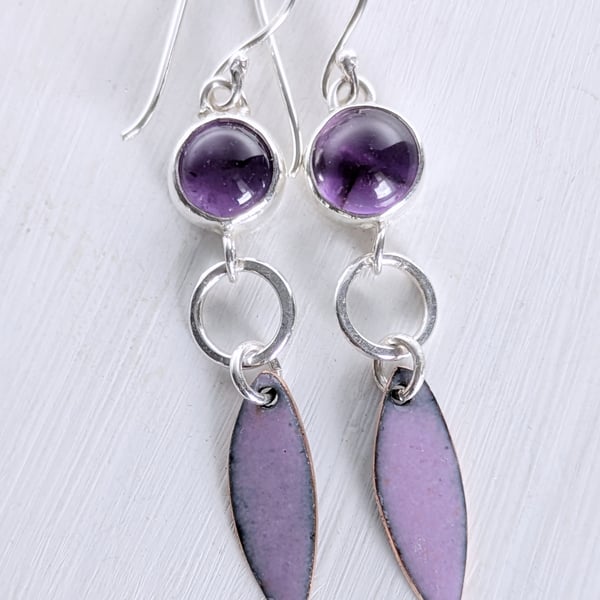 Amethyst and Enamel dangle earrings