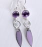 Amethyst and Enamel dangle earrings