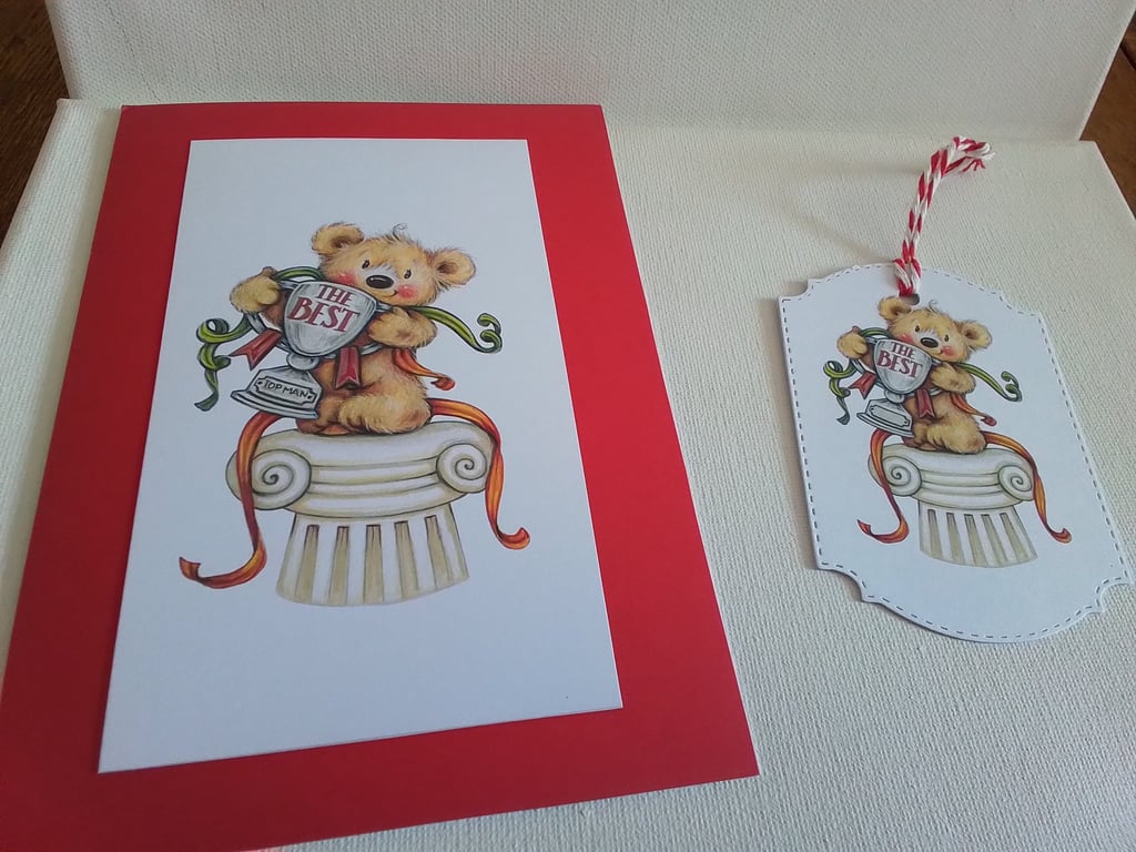 Card and gift tag set. Fathers day. Birthday. Ref 455