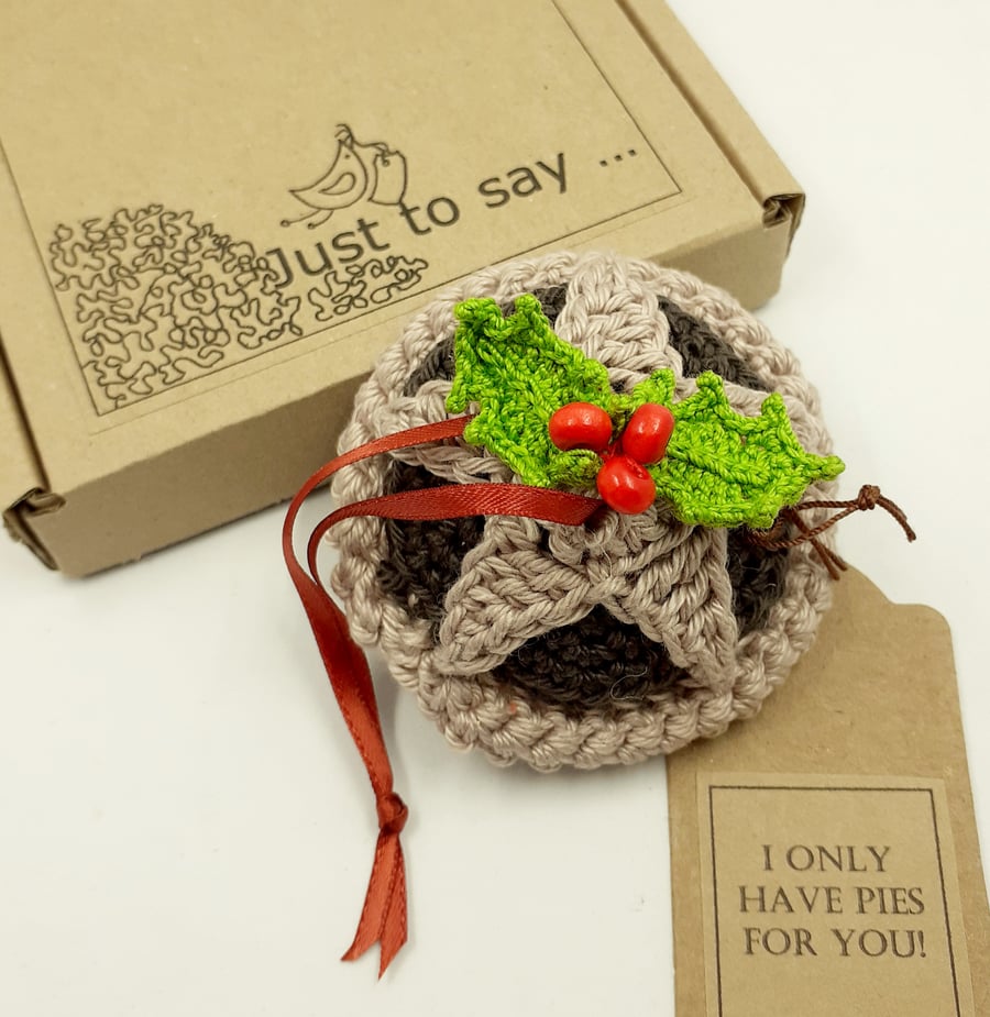 Crochet Mince Pie Decoration  - Alternative to a Christmas Card 