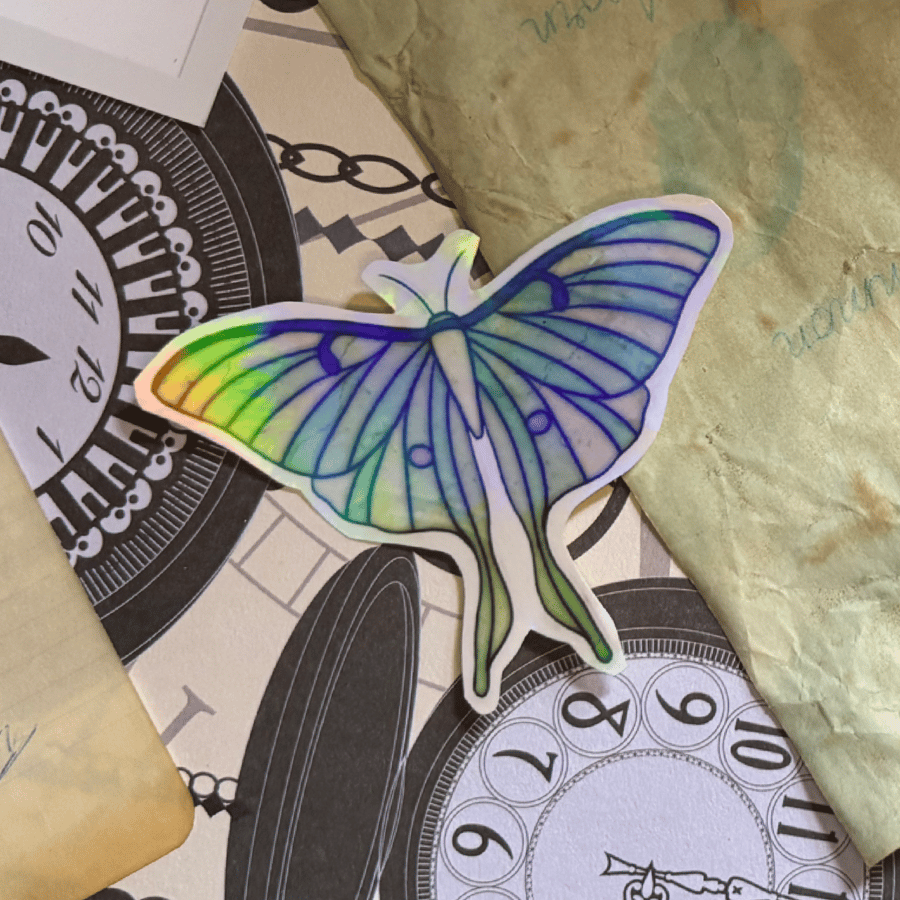 Mellifera Dynasty sparkly sticker - lunar moth