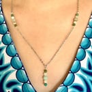 Green Agate and Amazonite necklace using stainless steel chain and lobster clasp