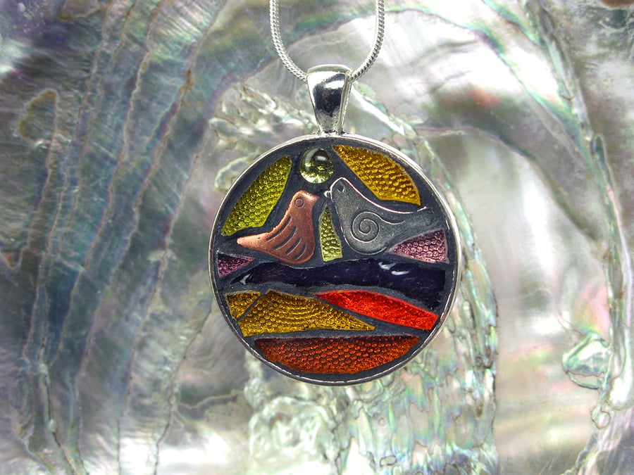 'Evening Light' - Stained Glass Mosaic Pendant