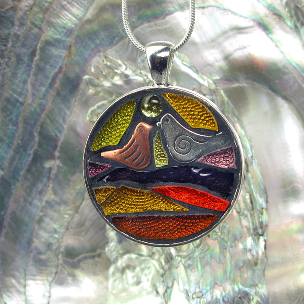 'Evening Light' - Stained Glass Mosaic Pendant