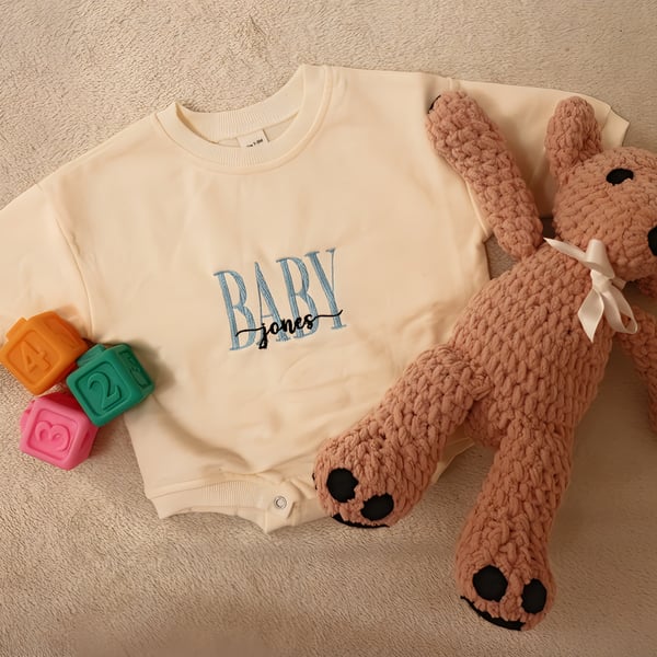 Handmade Embroidered Name Jumper - Baby Name Reveal