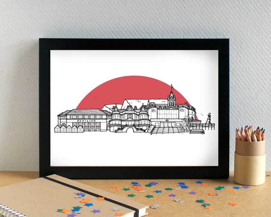 Bournemouth Landmarks Skyline Art Print