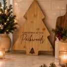 Personalised wooden Christmas tree chopping board cheese board