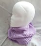Lilac hand-knitted Aran Cable matching set, hat, cowl & fingerless mitts - Image 4