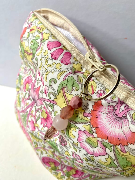 Liberty print zipped make up bag, with water repellent lining