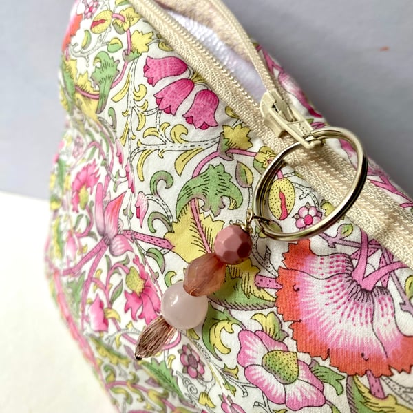 Liberty print zipped make up bag, with water repellent lining