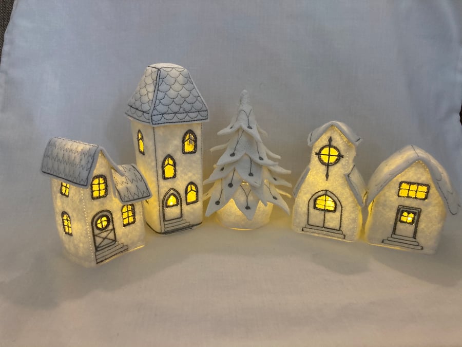 White Christmas battery  tea light Village. 