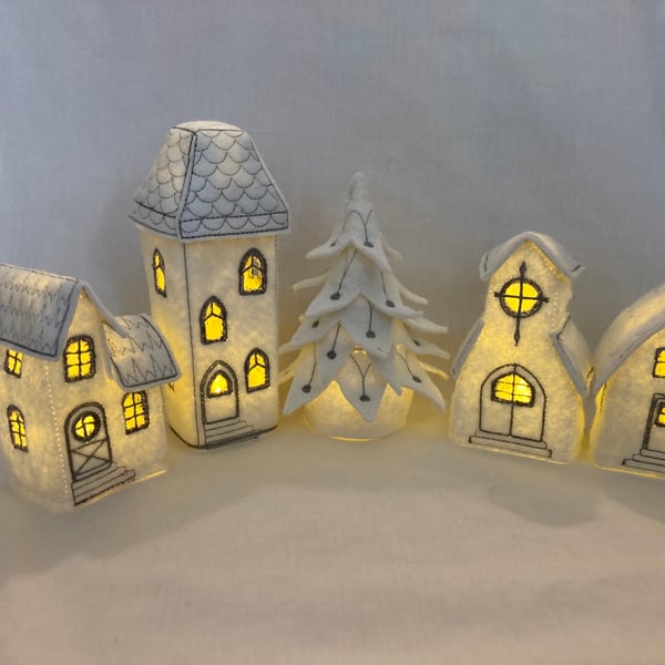 White Christmas battery  tea light Village. 