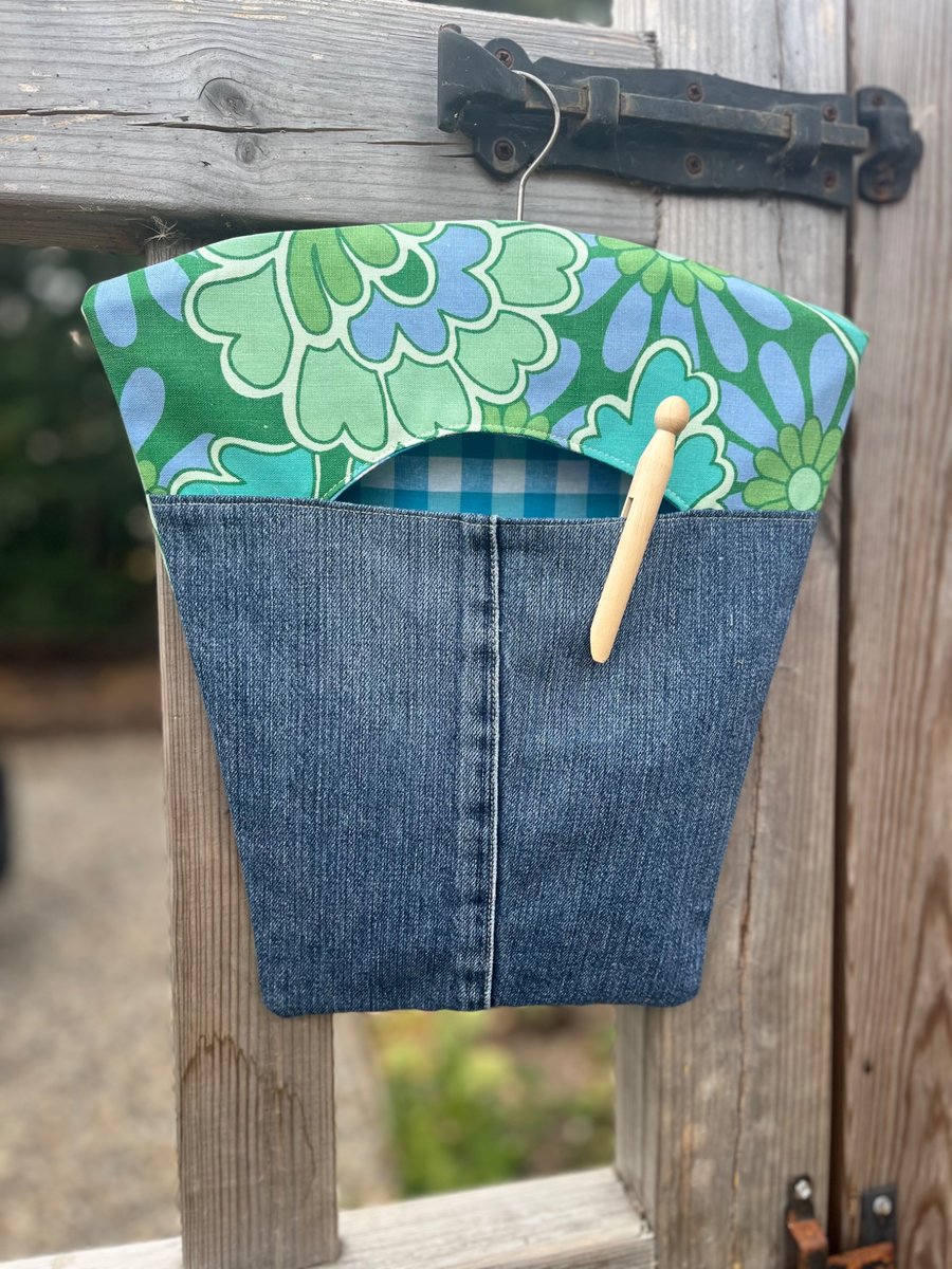 Reclaimed retro cotton and Denim Peg Bag