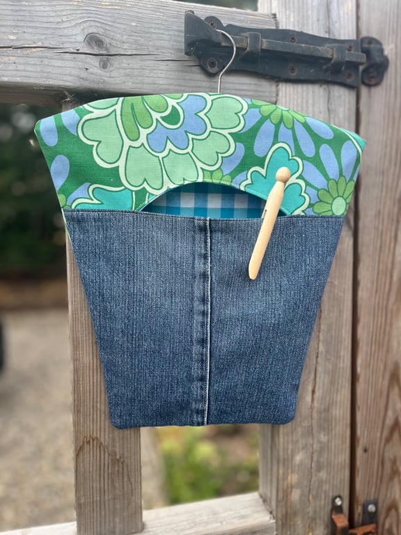 Reclaimed retro cotton and Denim Peg Bag