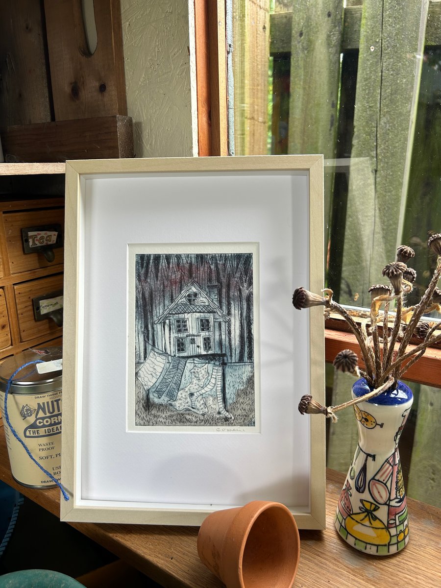 Sweetheart Cottage.  Drypoint etching.  Made in Yorkshire