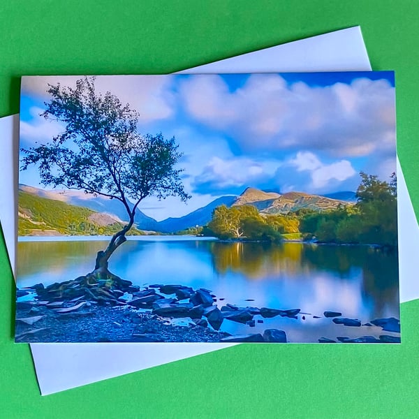 Llyn Padarn Llamberis Wales - Photographic Print Greetings Card