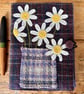 Notebook & Journal Cover with Daisy Flowers in Felt & Vintage Welsh Tweed  - Image 3