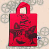 Harry Potter Cat Tote Hand Printed Red Mini Tote Shopping Bag