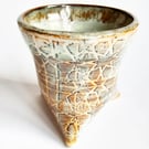 Three Legged Houseplant Holder in Caramel and Coffee Glazes 