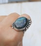 Large Labradorite Rustic Ring, Sterling Silver and Copper Ring Size R - Image 10