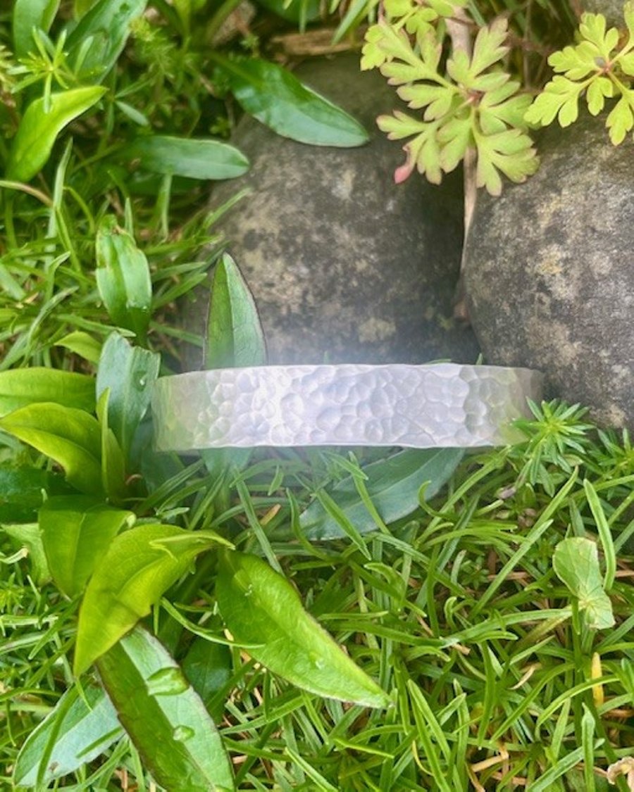 Handmade Recycled Solid Sterling Silver 925  Hammered Cuff Bracelet