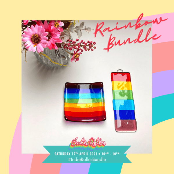 Rainbow bundle- glass suncatcher & trinket dish