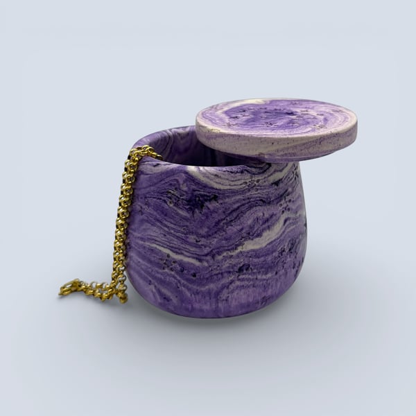Perfectly Imperfect Purple Marbled Jewellery Box Star and Constellation Detail