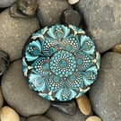 Green & Turquoise Mandala Acrylic Painted Rock Art Stone Hand Painted Unique