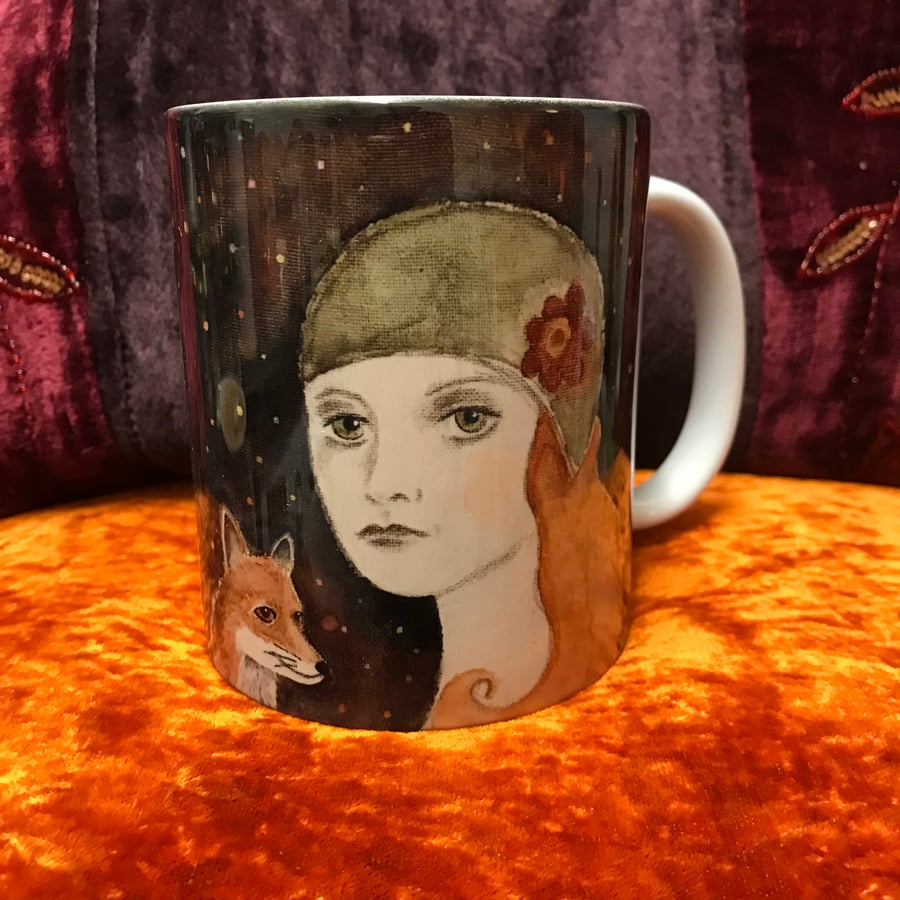 Mug with Fox lady print