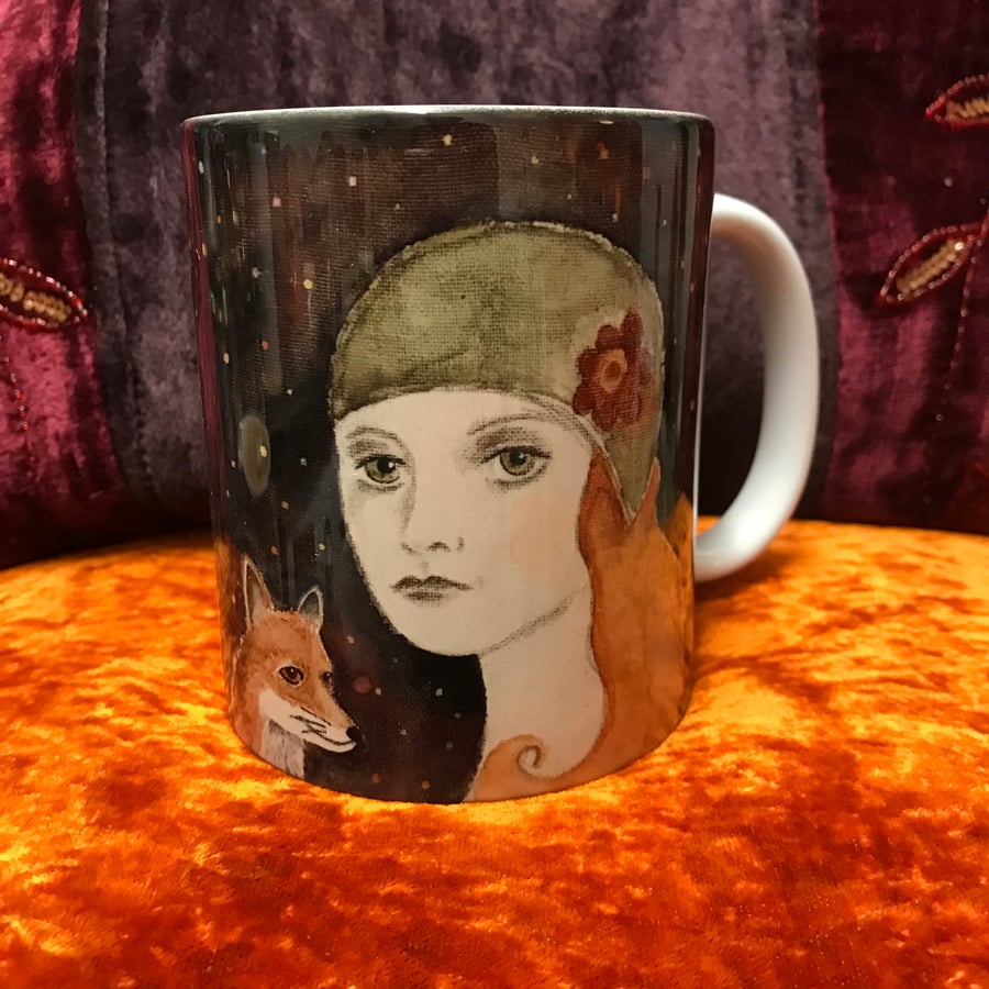 Mug with Fox lady print