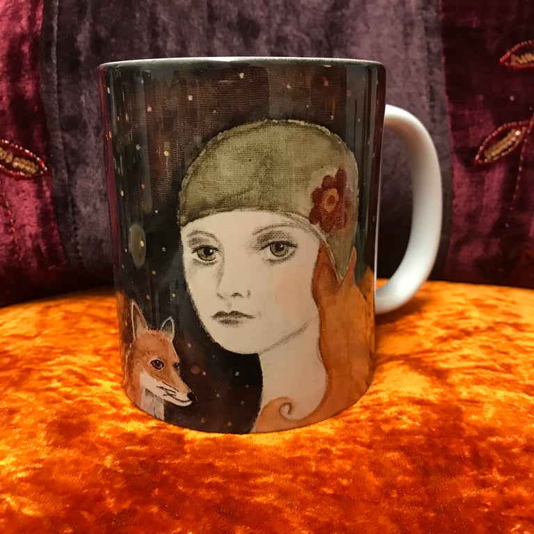 Mug with Fox lady print